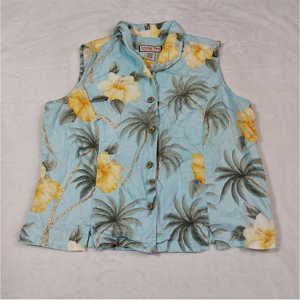 JAMAICA BAY SLEEVELESS BUTTON DOWN SHIRT SIZE LARGE